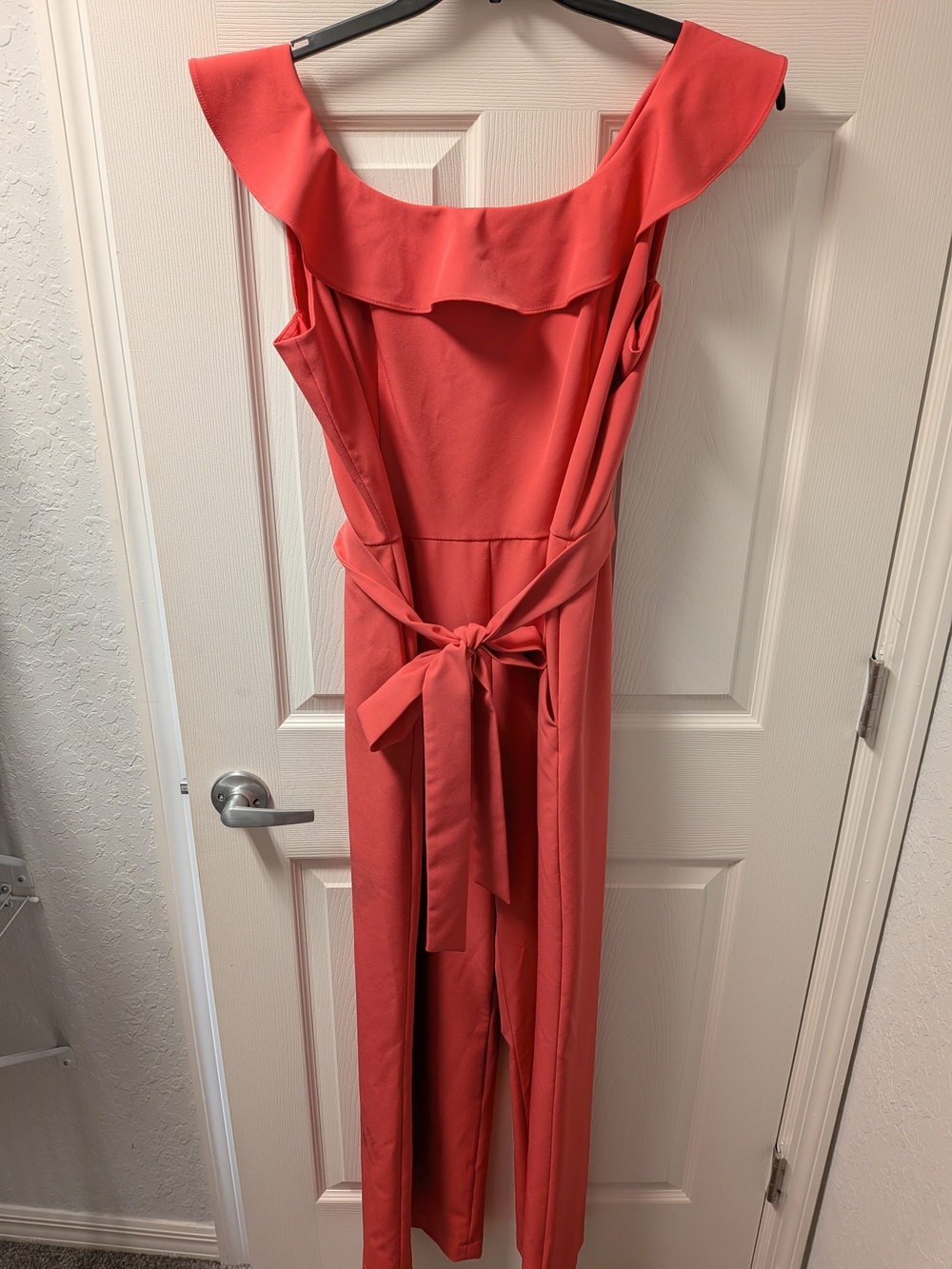 ANTONIO MELANI Coral Off-Shoulder Jumpsuit with Self Tie